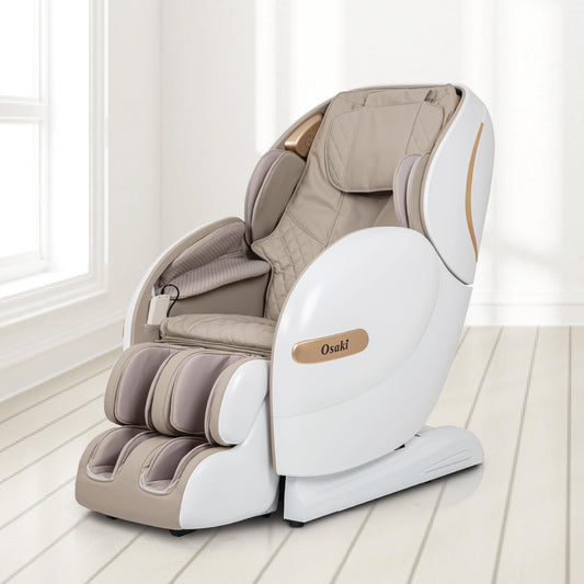 Osaki Taupe OS-Monarch Zero Gravity 3D SL-Track Chair with Space Saving Technology in Cream, Bluetooth Connection for Speaker, 9 Unique Auto-Programs, 4 Massage Styles, USB Connector, One Size Fits