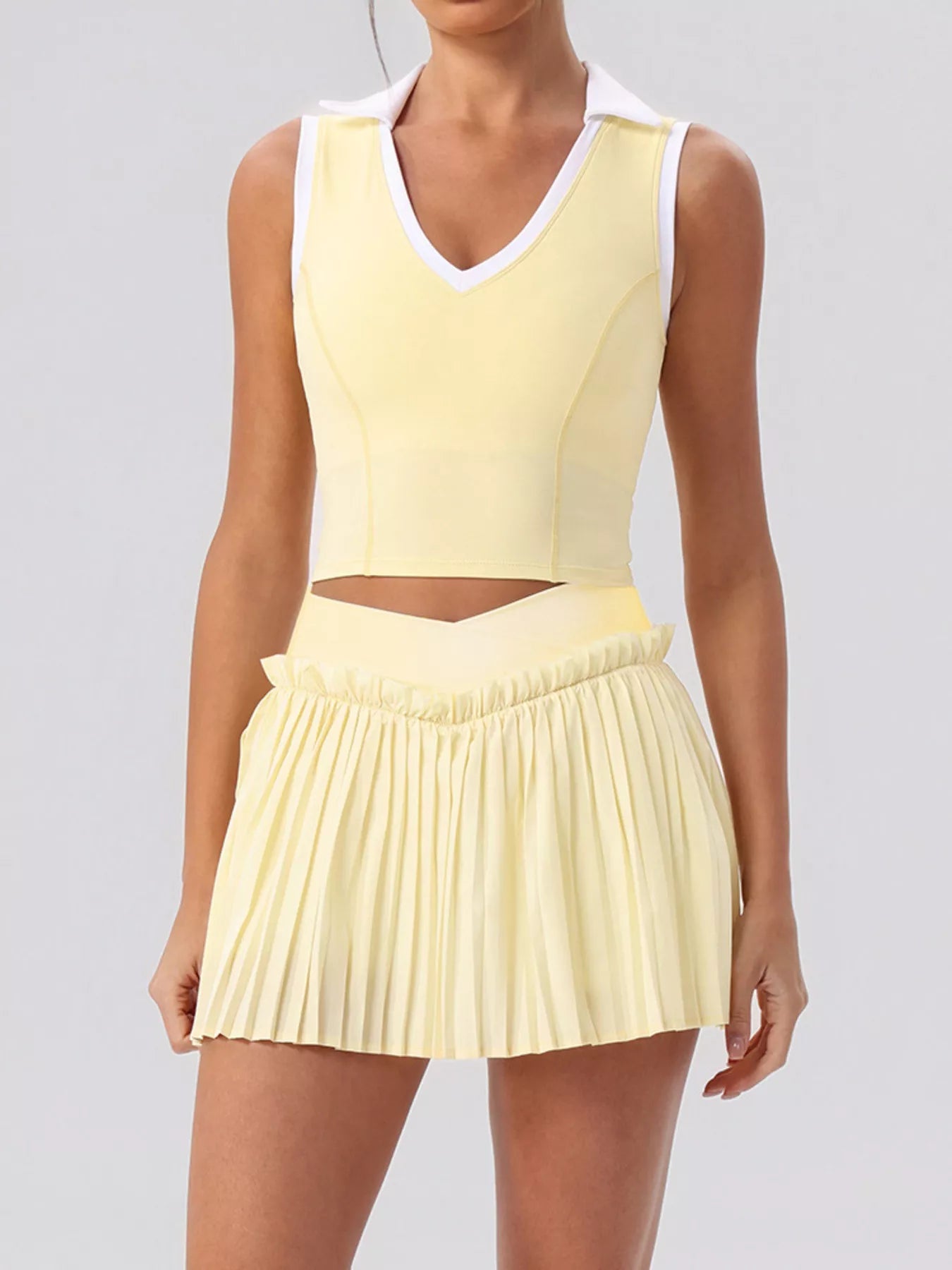 The Cleo Twist Top & Pleated Skirt Set