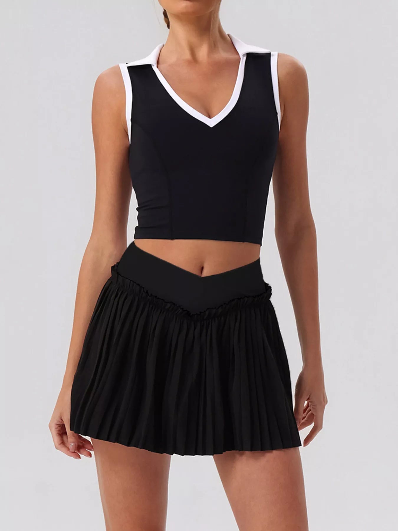 The Cleo Twist Top & Pleated Skirt Set