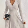 Ribbed Knit Wrap Mini Dress