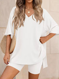 The Willa V-Neck Short Set – matching shorts detail