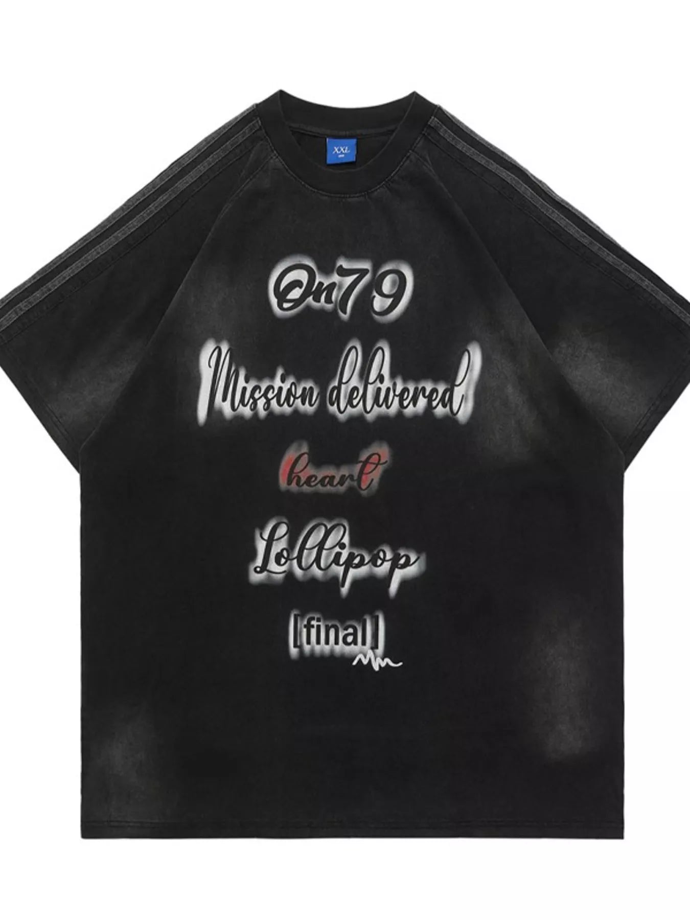 Men's Letter Round Neck Oversized T-Shirt featuring a unique graphic design and oversized fit for comfort.