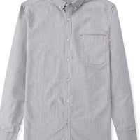 Men's Full Size Button Up Long Sleeve Shirt Plus Size in gray with a buttoned front and chest pocket.