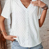 Eyelet Lace Detail Short Sleeve Blouse