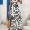 Floral Print Tie Strap Casual Maxi Dress