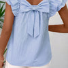Bow Back Ruffled Cap Sleeve Blouse