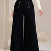 Plus Size High Waist Wide Leg Button Decor Pants