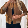 Perfee Baseball Collar Snap Down Long Sleeve Jacket