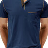 Men's Full Size Casual Henley T-Shirt with Contrast Stitching and Pocket Plus Size