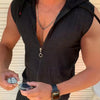 Men's Full Size Zip Up Sleeveless Hooded Top Plus Size
