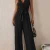 Honey Tied Surplice Sleeveless Wide Leg Jumpsuit