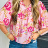 Floral Tie Neck Blouse