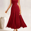 Crisscross Halter Neck A-Line Midi Dress