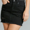 Umgee Distressed Raw Hem High Waist Denim Skirt