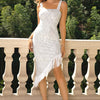 Fringed Asymmetrical Hem Dress