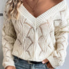 Openwork V-Neck Long Sleeve Sweater