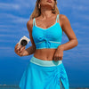 Contrast Trim Drawstring Swim Set