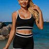 Contrast Trim Scoop Neck Swim Set