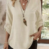 Roll-Up Sleeve Notched Blouse
