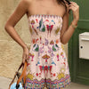 Butterfly Print Smocked Tube Romper