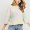 Tie Dyed 3/4 Sleeve Round Neck Top