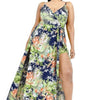 Plus Tropical Leaf Print Surplice Maxi Dress