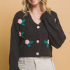 Mid Cropped Flower Cardigan