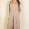 Plus spaghetti strap solid wide jumpsuit