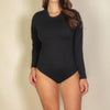 Plus solid long sleeve round neck bodysuit