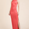 Back Cut Out Side Shirring Side Slit Maxi Dress