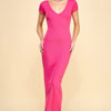 Double V-neck Ribbed Maxi Dress