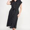 Front Tied Buttoned Short Sleeve Dress