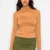 Mock Neck Ruched Solid Top