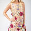 3d Floral Embroidered Sleeveless Mini Dress