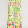 Printed Wide Leg Pants With Elastic Back