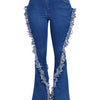 Distressed Fringe Denim Flared Pant