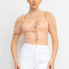 Shirred Mesh Sleeve Bodysuit