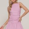 Sleeveless Boat Neck Voluminous Mini Dress