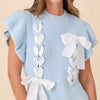 Weaved Ribbon Bow Detail Sweater Knit Top