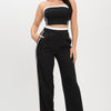 Stripe Tapping Contrast Elastic Band Toppants Set