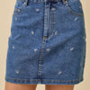 Mini Denim Skirt With All Over Ribbon Bow