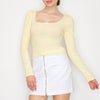 Lace Trim Square Long Sleeve Top