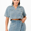 Cropped Denim Shirt And Skort Set