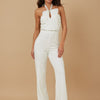 Rhinestone Ribbon Haltered Neck Jumpsuit