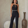 Rhinestone Ribbon Haltered Neck Jumpsuit
