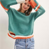 Color Block Sweater With Cut Out