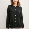 Solid Sweater With Colorful Buttons