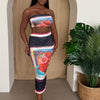 Midnight Bloom Strapless Skirt Set