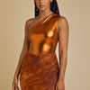 Metallic One Shoulder Bodysuit & Mini Skirt Set