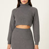Knit Mock Neck Top And Skirt Set